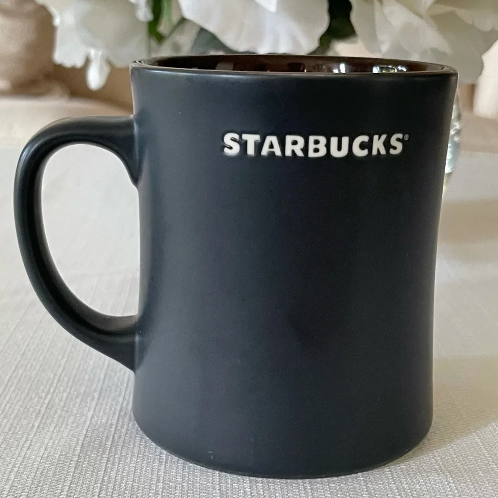 2011 Starbucks French Roast Dark Blue Coffee Mug / Brown Interior